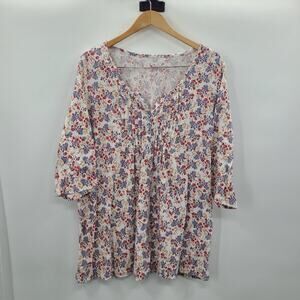 Woman Within fleece Tunic/pajama top‎ floral print